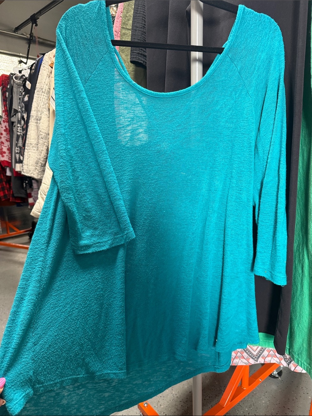 bobeau Teal Scoop Neck Lightweight Tunic